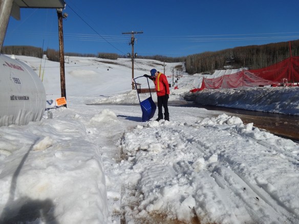 Bionic Byron hauling snow