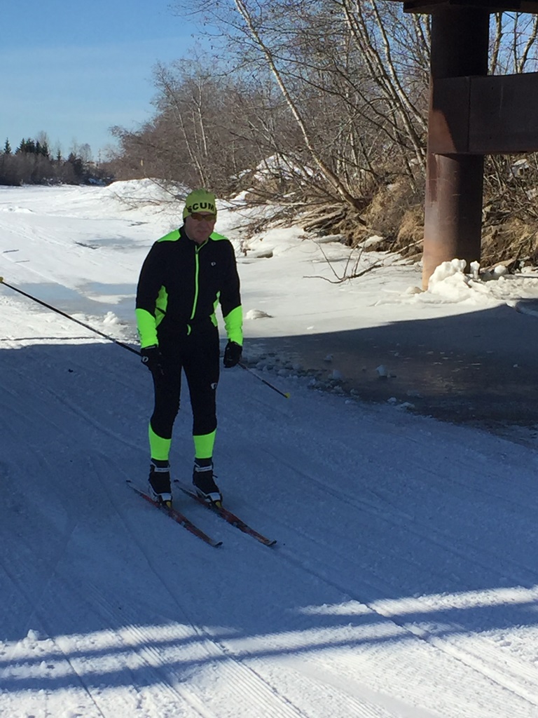 Birthday boy below FWW bridge on Chena River