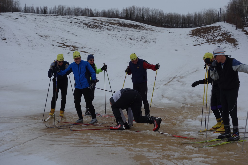 Poles demonstrating flexion in his bionic knees